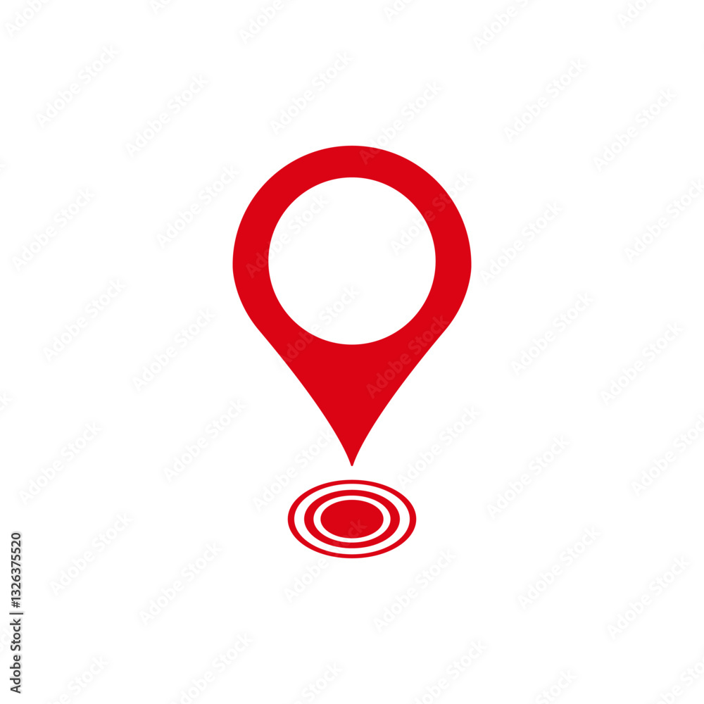 Aufkleber a red location pin symbol with a circular design representing a map pointer