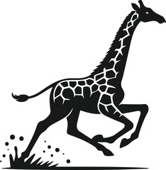 giraffe running fast silhouette vector illustration