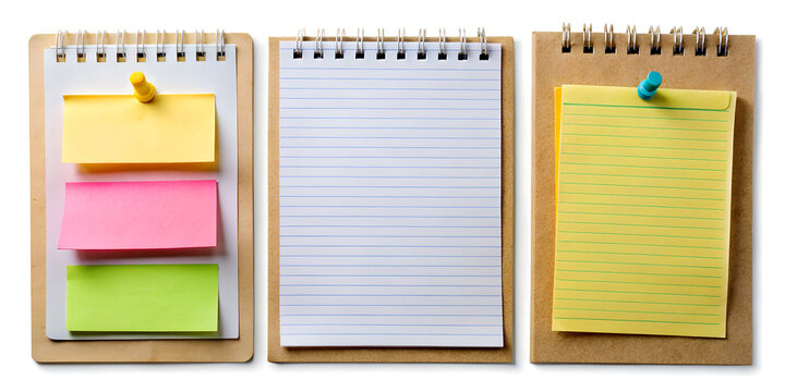 Colorful Sticky Notes, Notebooks, and Office Supplies on White Background for Organization