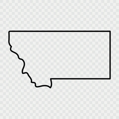 Montana Map Black, State Border, United States, US America, Transparent Isolated, Variations. High detailed vector map - Montana. Vector icon. Color set