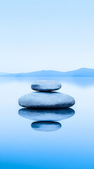 Calm stones on tranquil water