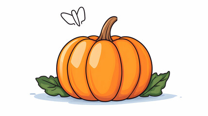 Cartoon pumpkin illustration with leaves