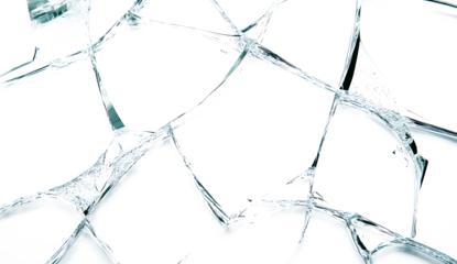 Cracked or Shattered Glass Texture on White Background - High Resolution in white & transparent