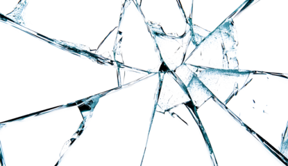 Cracked or Shattered Glass Texture on White Background - High Resolution in white & transparent