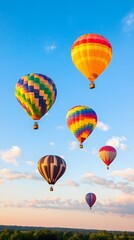 Obraz premium A whimsical hot air balloon festival at sunrise with colorful balloons filling the sky