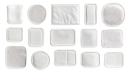 Set of White Embroidered Patch Mockup in white & transparent