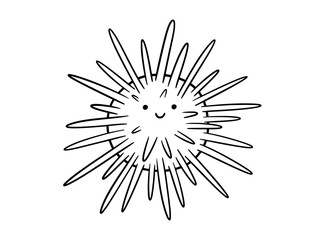 Obraz premium Cute sea urchin drawing, vector doodle ocean animal, outline simple illustration for coloring book