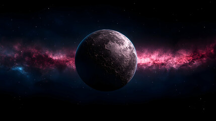 Obraz premium Dark alien planet in a vibrant nebula