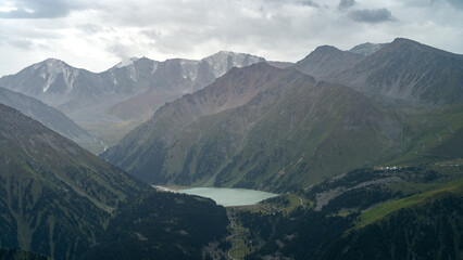 rocky mountain peaks in the clouds. cloud cover in the mountains