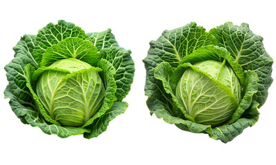 Fototapeta premium Cabbage set isolated, A set of cabbage collection isolated design