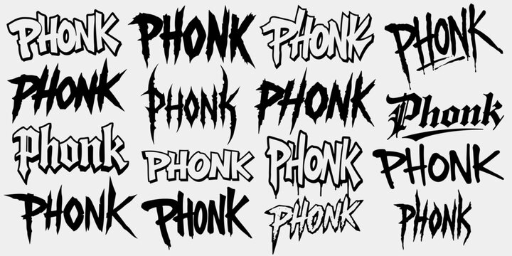 Set of hand drawn Phonk graffiti