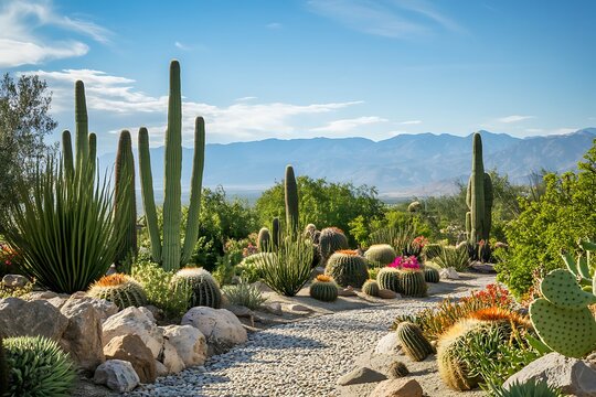 see a striking scene blooms afore your own gaze as vivid sight of a sand haven rises decked with countless noble cacti revealing fine harmony of life amid  
