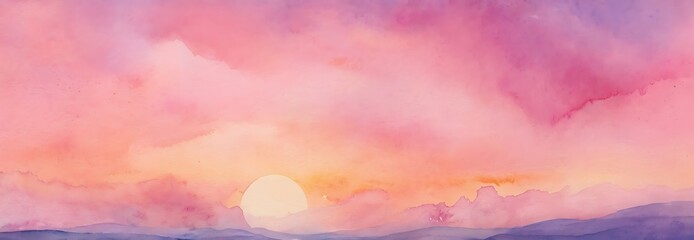 Pastel Sunset Watercolor Background. Sunrise Serenade: Soft pastel splatters in shades of pink, orange, and yellow,watercolor background, multi-colored background, 8