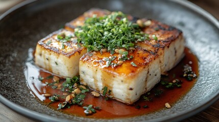 Pan-Seared Tofu with Savory Glaze and Herbs