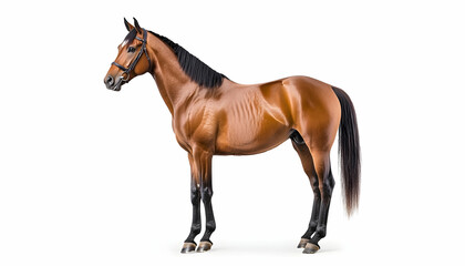 Fototapeta premium Full-body profile of a majestic chestnut horse