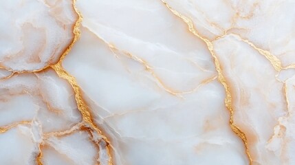 Elegant White Marble Background with Golden Veins and Patterns