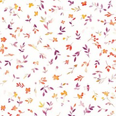 Cute flowers adorn a seamless fantasy floral background, created using watercolor painting