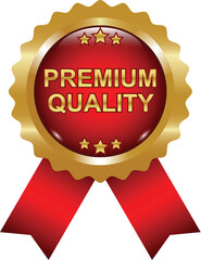 Gold and Red Premium Quality Ribbon Badge