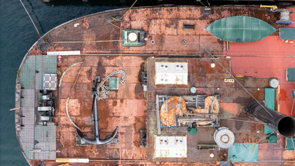 Aerial view of the historic ss Hikitia steam crane in a vibrant harbor setting, Wellington, Wellington, New Zealand.