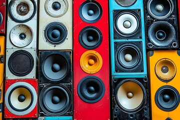 Colorful vintage speaker wall art
