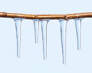 Icicles hanging from a branch