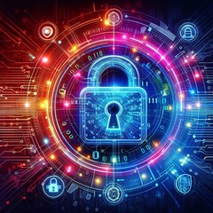 Obraz premium A digital shield featuring a cybersecurity locks, symbolizing security and protectio