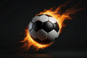 Naklejka premium Burning soccer ball in flames during a game.