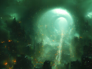 Obraz premium Gloom-Shrouded Cityscape