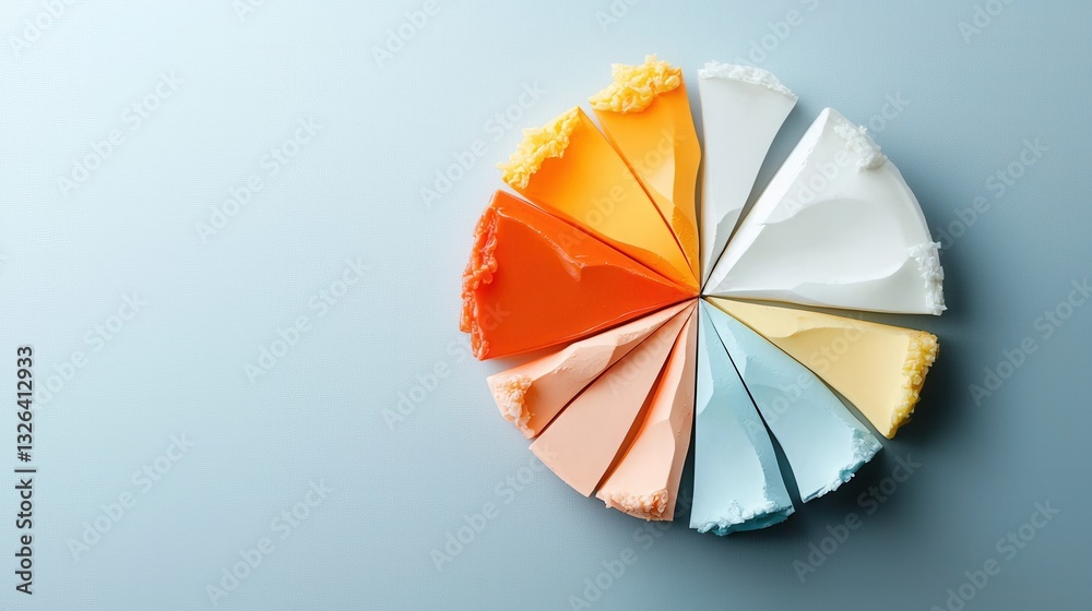 Poster A colorful pie chart is cut into slices, each with a different color