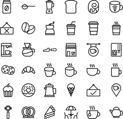 Cafe Icon Set Black Outline