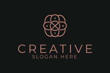 Elegant Minimalist Geometric Logo Design Template art rose gold pink icon clean lines     