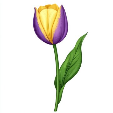 purple and yellow tulip flower on white clip art preview
