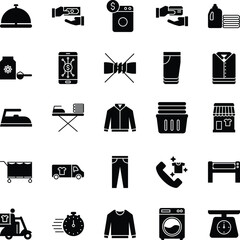 Laundry Service Icon Set Black Fill