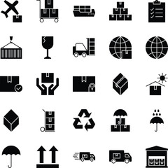 Shipping and Delivery Icon Set Black Fill