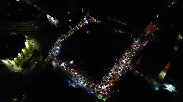 Aleppo Citadel is adorned with fireworks to celebrate the end of the Assad regime and the end of civil war in Syria.