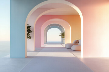 Pastel Arches Overlooking the Ocean