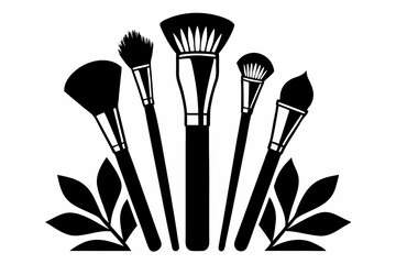 brushes makeup line art silhouette vector illustration