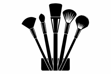 brushes makeup line art silhouette vector illustration