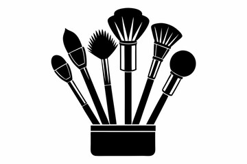 brushes makeup line art silhouette vector illustration