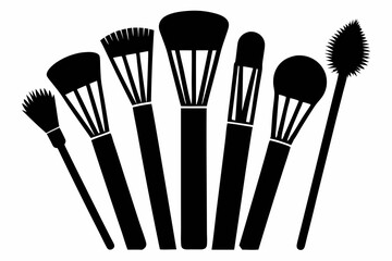 brushes makeup line art silhouette vector illustration