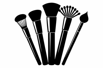 brushes makeup line art silhouette vector illustration