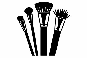 brushes makeup line art silhouette vector illustration