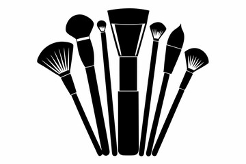 brushes makeup line art silhouette vector illustration