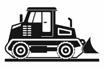 bulldozer line art silhouette vector illustration