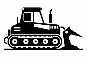 bulldozer line art silhouette vector illustration