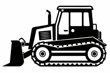 bulldozer line art silhouette vector illustration