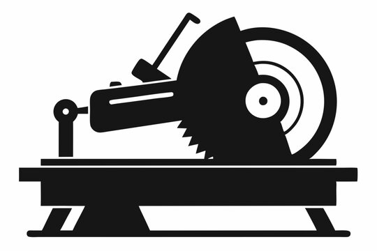 black circular saw machine silhouette clip art preview