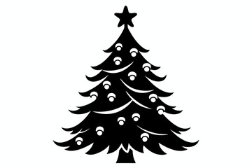 christmas tree line art silhouette vector illustration