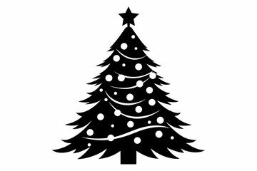christmas tree line art silhouette vector illustration