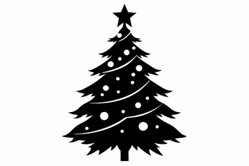 christmas tree line art silhouette vector illustration